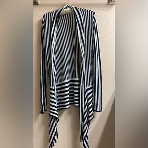 Patchington Navy & White Striped Drape Cardigan